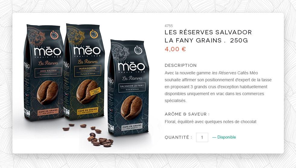 Café grains Méo Les Réserves Salvador 250g